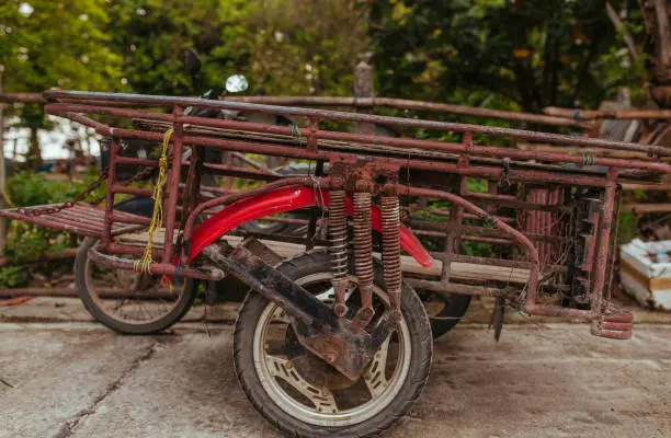 Photo of Old Motorbike Trailer for goods transportation in Asia