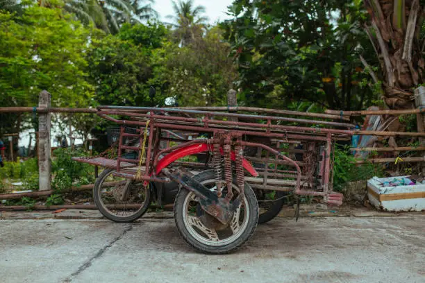 Photo of Old Motorbike Trailer for goods transportation in Asia