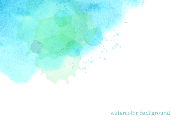 水彩向量，藍色和綠色背景 - 水滴 圖片 幅插畫檔、美工圖案、卡通及圖標