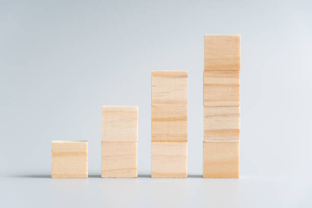 istock blank wood cube mock up in stair shape or graph on isolated background for create letter or symbol, business, banner, advertising concept, banner size with copy space 1190279567