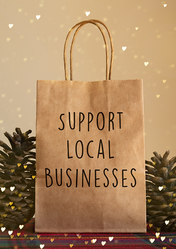 Christmas / Winter support local business paper bag message