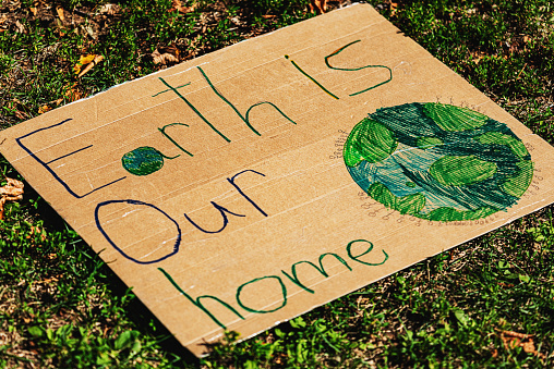 Climate change signs of protest.