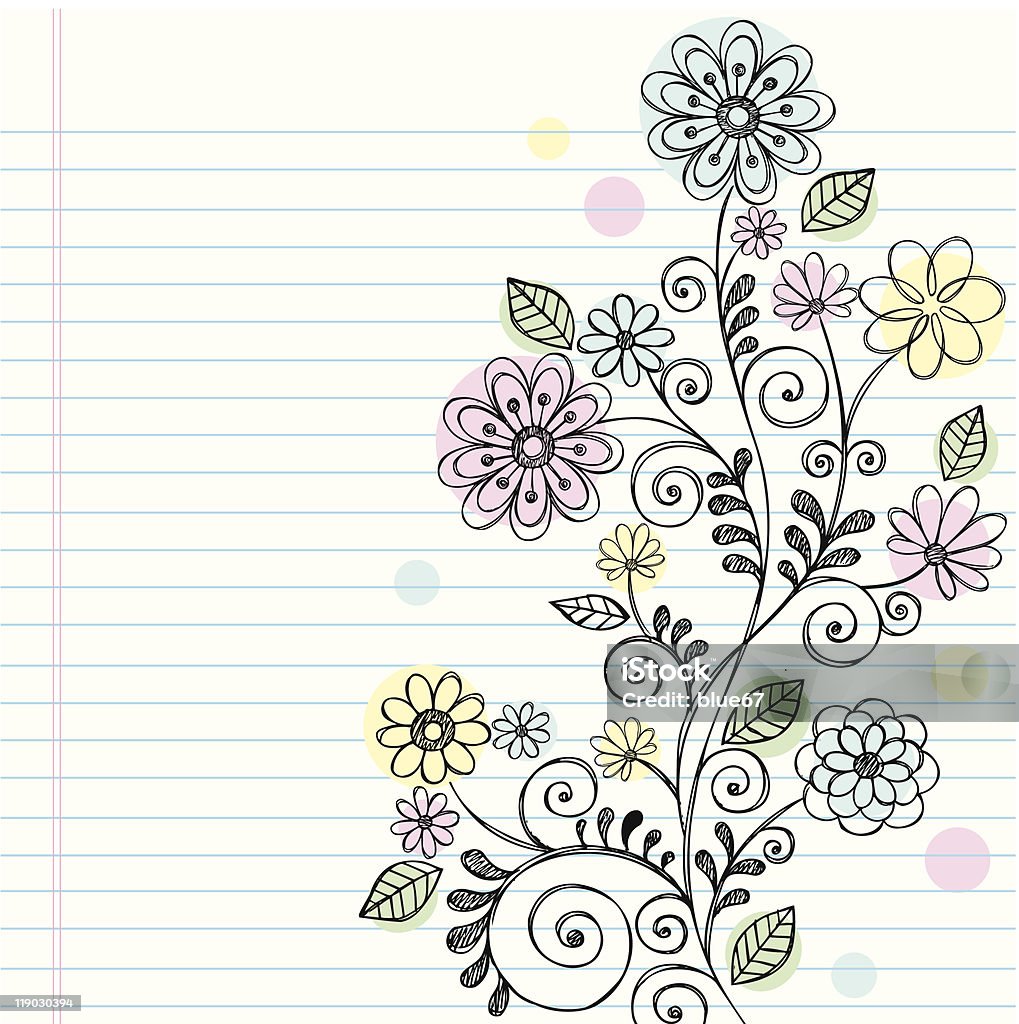 Hand-Drawn Sketchy Doodle Flowers and Vines  Abstract stock vector