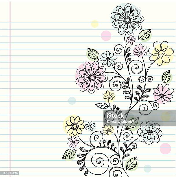 Handdrawn Sketchy Doodle Flowers And Vines Stock Illustration - Download Image Now - Abstract, Color Image, Cute