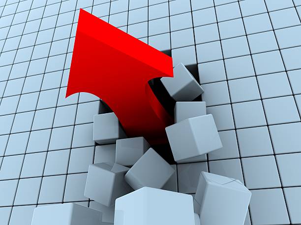 istock arrow pierces the wall of cubes 119030395