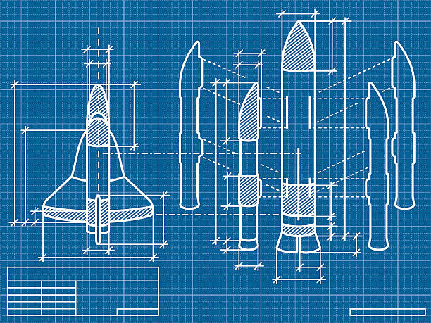 Vector blueprint displaying spaceship design vector art illustration