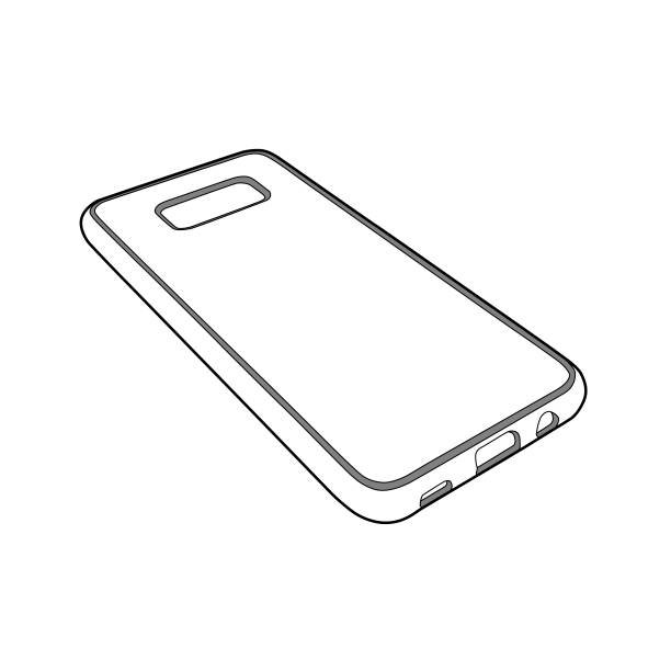 Phone Case (protective, Safe, Mobile) Professional Phone Case Vector / Line Drawing. Mobile, handheld, safe, protect line drawing. - Icon, Logo, Design phone cover isolated stock illustrations