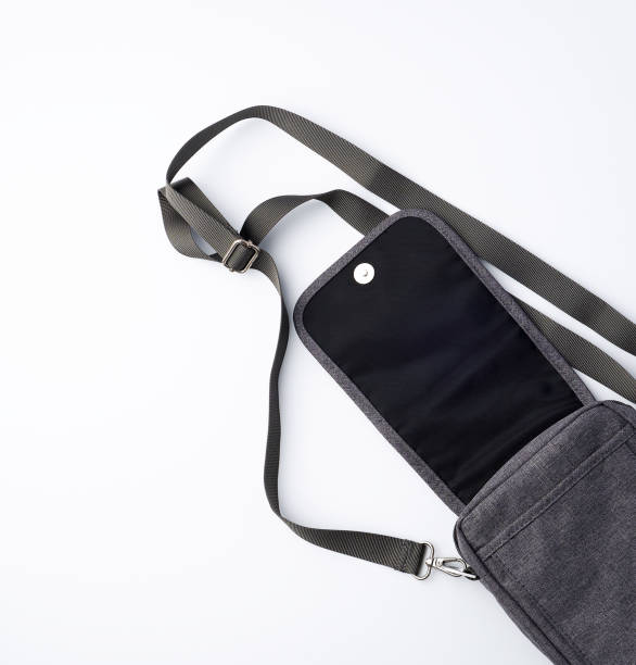 istock open gray textile men's bag with a long strap on a white background 1190309937