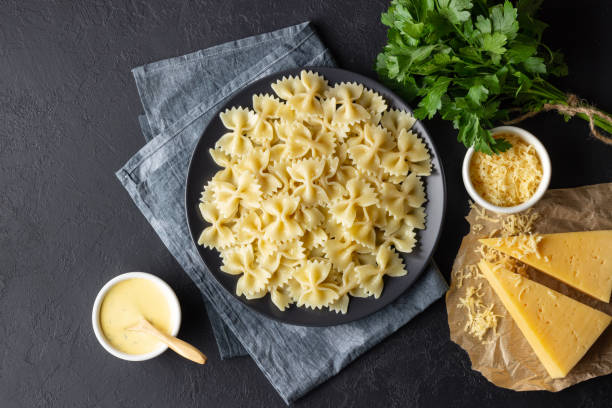 istock Cooked italian farfalle pasta (bow-tie or butterfly) in a plate. 1190311702