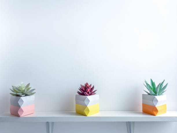 istock Cactus pot. Concrete pot. Modern geometric concrete planter. 1190312208