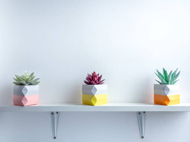 istock Cactus pot. Concrete pot. Modern geometric concrete planter. 1190312218