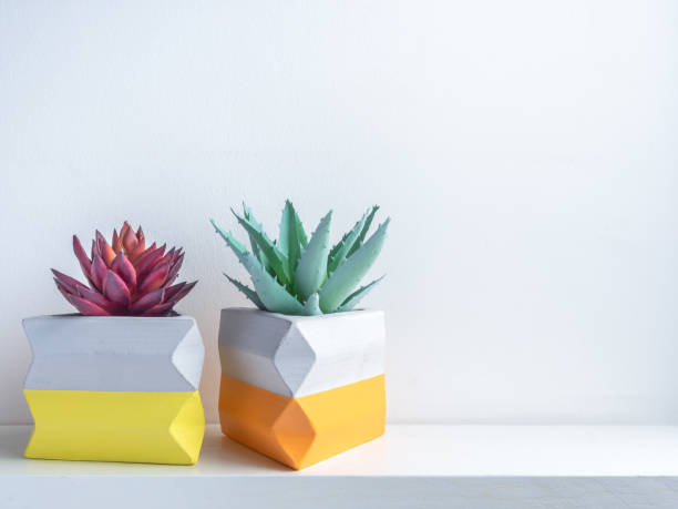 istock Cactus pot. Concrete pot. Modern geometric concrete planter. 1190312770