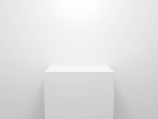 3d exhibition stand. White blank empty podium isolated on gray background for presentation and exposition. Vector illustration for mock up store. Pedestal for display product. Interior stage design. 3d exhibition stand. White blank empty podium isolated on gray background for presentation and exposition. Vector illustration for mock up store. Pedestal for display product. Interior stage design. Pedestal stock pictures, royalty-free photos & images