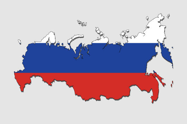 Map of Russia, Filled with the National Flag Map of Russia, Filled with the National Flag. siberian flag stock illustrations