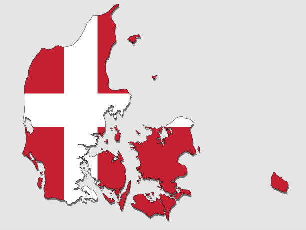 istock Highly detailed political Denmark map, Filled With the National Flag 1190326439