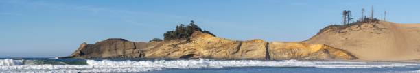 Cape Kiwanda Cliff Sky Waves at Pacific City Oregon Panoramic