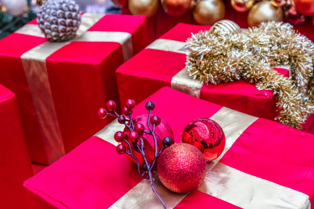 istock close up christmas ornaments for new year. 1190327738