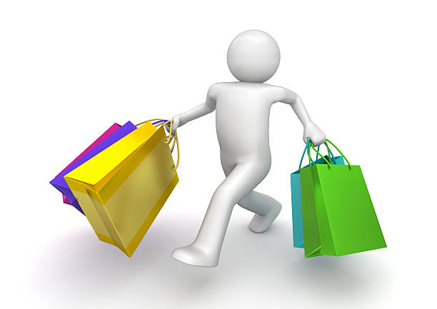 istock Shopper walking with paper bags 119032788
