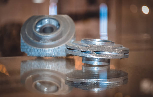 istock Selective Laser Melting. Object printed on metal 3d printer close-up. 1190328594