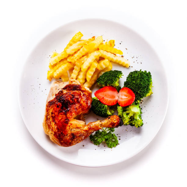 istock Grilled chicken leg on white background 1190329959