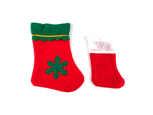 istock Santa Claus Christmas socks on a white background with place for text. 1190331968