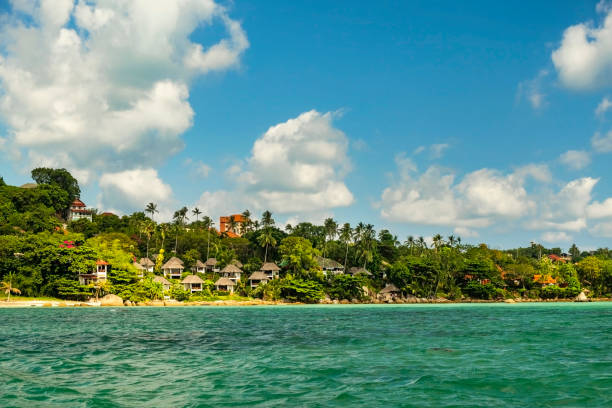 istock Bungalows on the beautiful tropical beach in Thailand, Koh Samui 1190332996