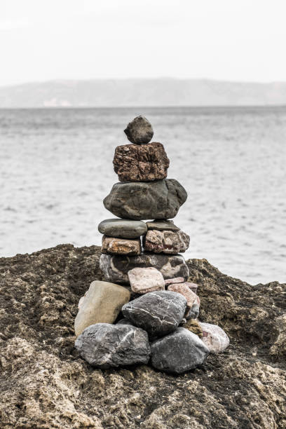 istock Stone pyramid on the Mediterranean coast 1190334570