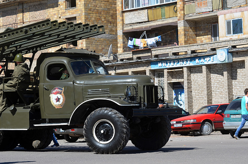 An antique military truck has stood the test of time. Still working this vehicle is a look into days gone by.