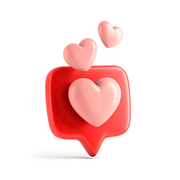 een zoals social media notificatie met hart icoon - driedimensionaal illustraties stockfoto's en -beelden