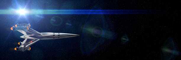 istock spaceship in deep space, travelling rocket lit by the Sun 1190337915