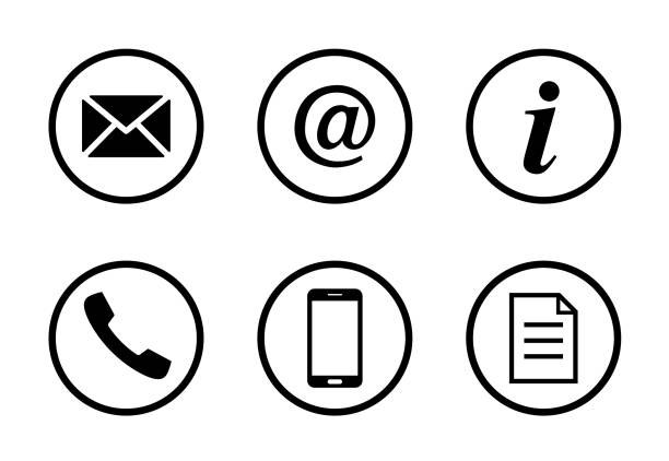 ilustrações de stock, clip art, desenhos animados e ícones de communication business icon set - white background isolated on white e mail envelope