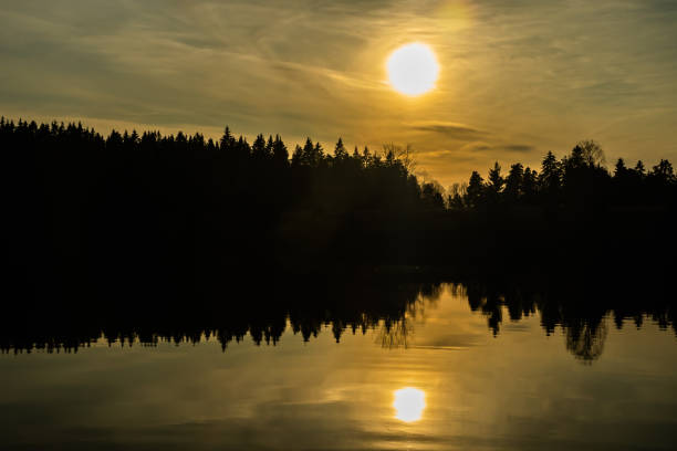 istock Beautiful sunset on river Kymijoki at autumn, Finland. 1190339633