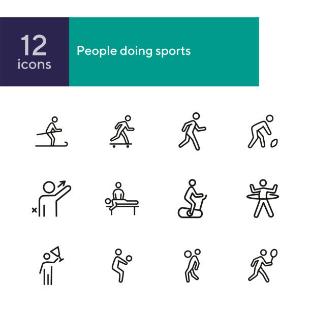 illustrations, cliparts, dessins animés et icônes de les gens faisant l'icône de ligne de sports ensemble - foot massage