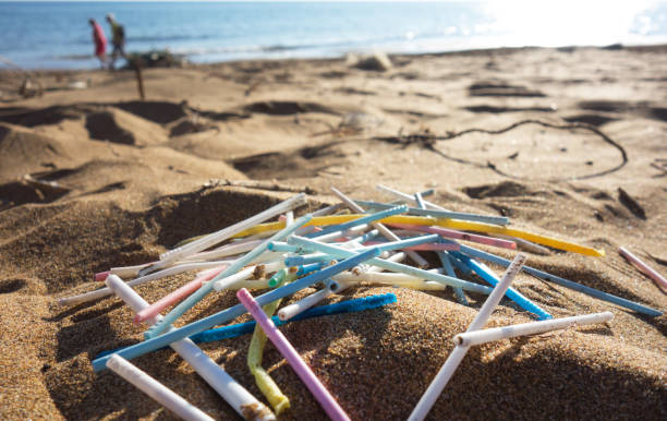 istock Lots of plastic ear sticks collected on the beach. 1190352502