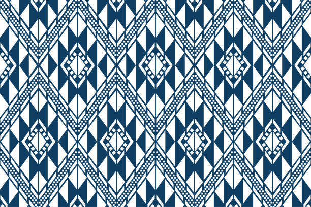 青い背景ベクトル上のタイの生地の近代的なデザインパターン - loin cloth点のイラスト素材／クリップアート素材／マンガ素材／アイコン素材