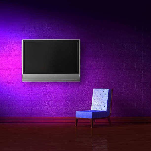 istock Blue leather chair with LCD tv 119035611