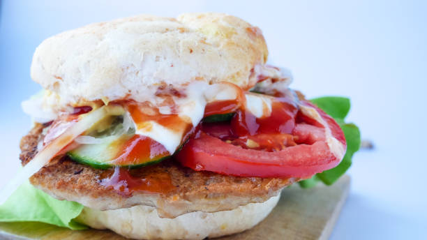 istock Meaty hamburger in a restaurant 1190358692