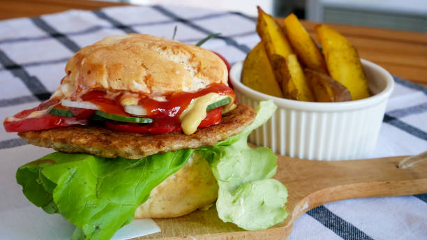 istock Meaty hamburger in a restaurant 1190358758