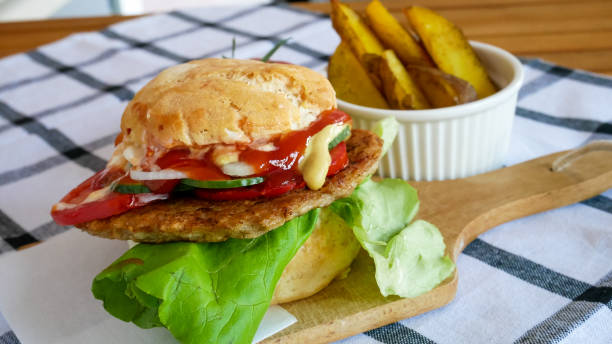 istock Meaty hamburger in a restaurant 1190358774