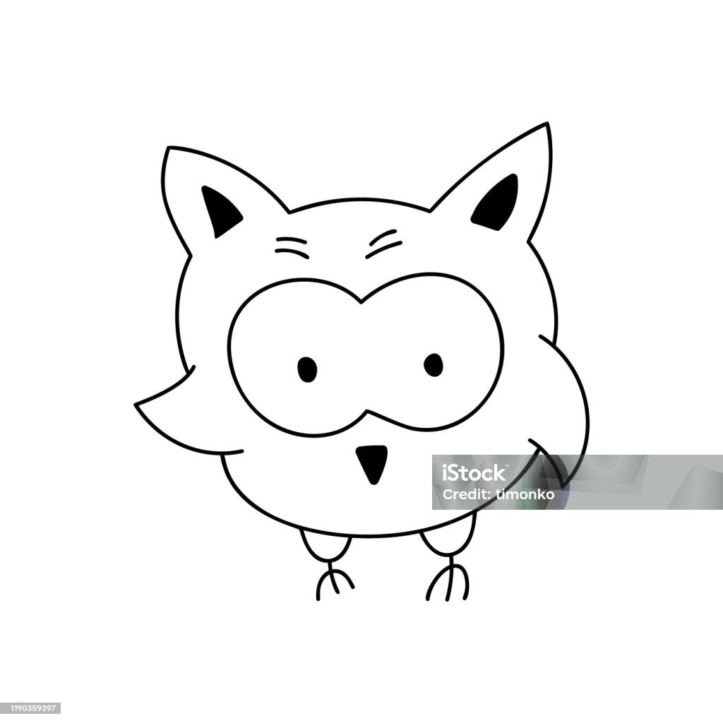 Cute Cartoon Doodle Owl Logo Vector Isolated On White Background Outline  Black And White Illustration Design Element Stock Illustration - Download  Image Now - iStock