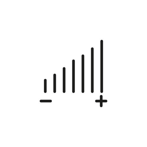 soundlautstärke dünnliniensymbol - additionstaste grafiken stock-grafiken, -clipart, -cartoons und -symbole