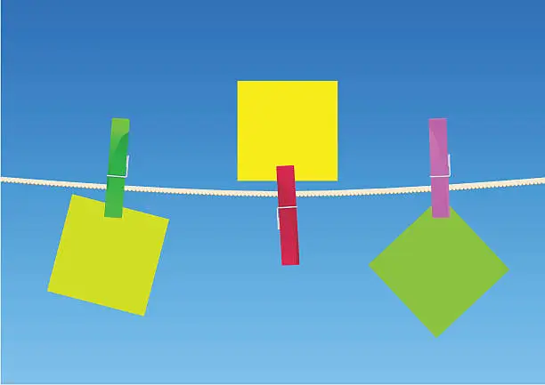 Vector illustration of Clothespins and Color NoteList