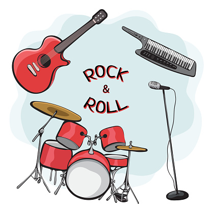 Bộ Nhạc Cụ Phác Thảo Vẽ Tay Hoạt Hình Biểu Tượng Rock And Roll Nhãn Dán Bộ Trống Đỏ Đen Bộ Tổng Hợp Guitar Micro Được Cách Ly Trên Nền Trắng Minh Bộ Nhạc Cụ Phác Thảo Vẽ Tay Hoạt Hình Biểu Tượng Rock And Roll Nhãn Dán Bộ Trống Đỏ Đen Bộ Tổng Hợp Guitar Micro Được Cách Ly Trên Nền Trắng Minh