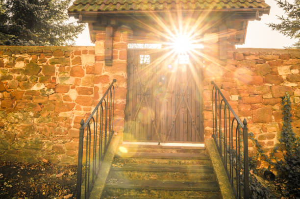 istock Concept of light shining through the darkness. Heavens gate 1190363423