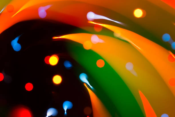 Abstract picture of bright colored dynamic lights on a dark background
