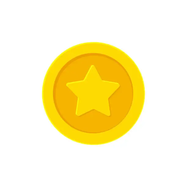 Vector illustration of Golden coin with Star. Vector illustration