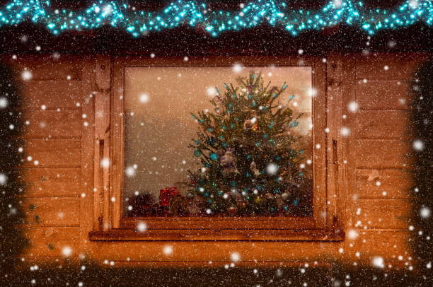 istock Winter background. Christmas background. Christmas window 1190371902
