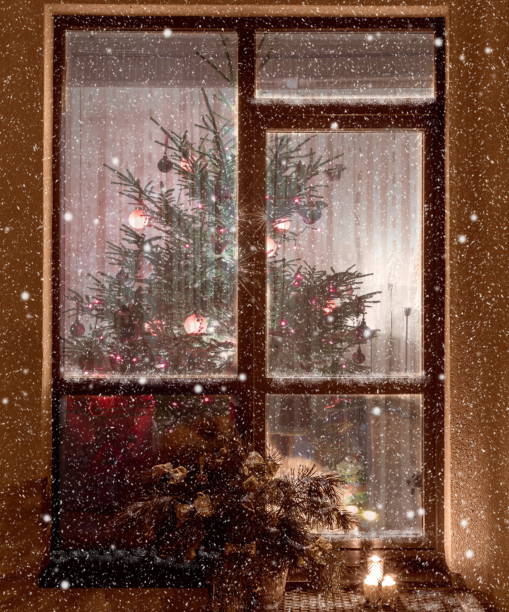 istock Winter background. Christmas background. Christmas window 1190371904