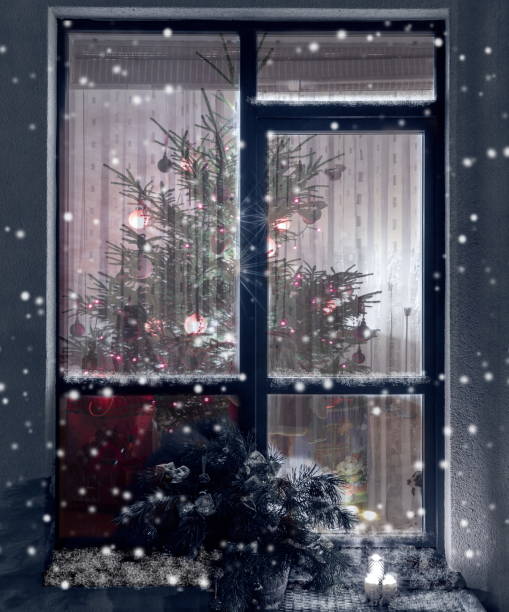 istock Winter background. Christmas background. Christmas window 1190371911