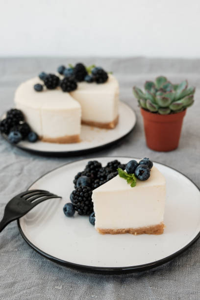 istock a classic cheesecake decorated with blueberries and blackberries 1190373515